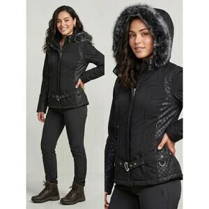 Metropolis Metrology $359 Large Black Faux Fur Coat Jacket